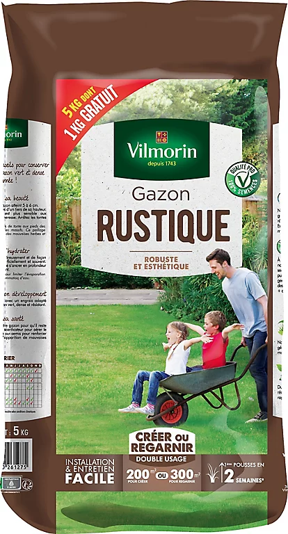 Gazon Rustique Vilmorin 5kg Dont 1kg Offert